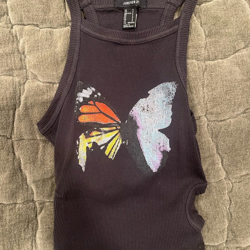 Forever 21 Black Butterfly Print Women's Top